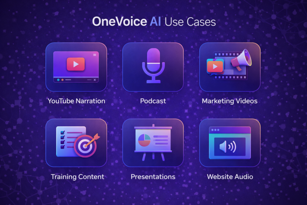OneVoice AI use cases for voice content